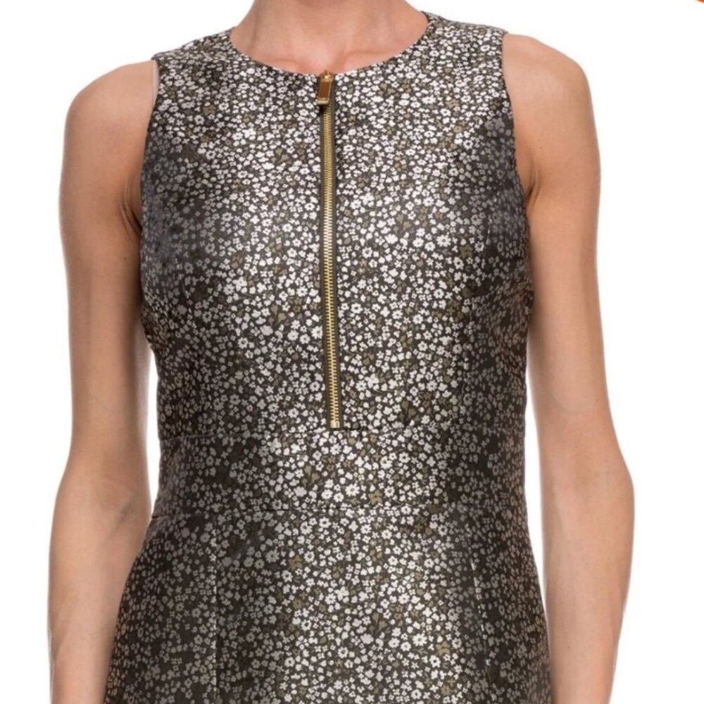 NEW Michael Kors Green floral metallic sleeveless cocktail dress, size 4.